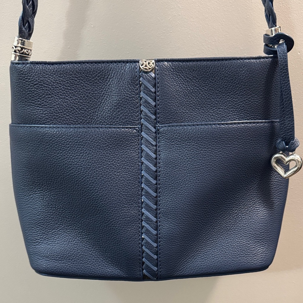 Brighton Barbados Beaumont Navy pebbled  Leather Shoulder Bag